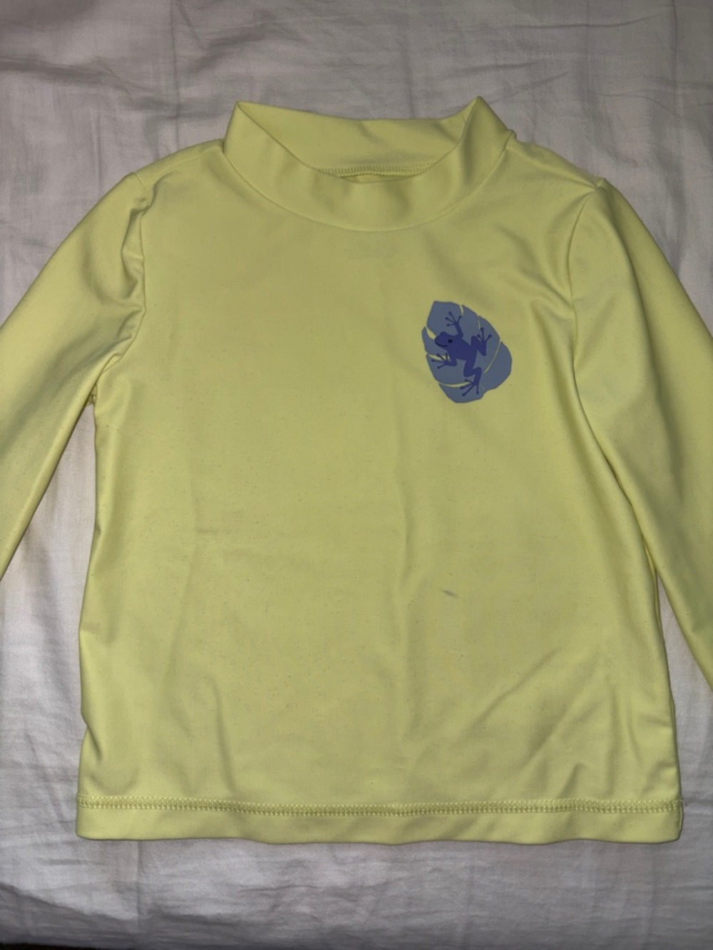 Carter’s Light Yellow Long-Sleeve Kids Rash Guard with Blue Frog Detail